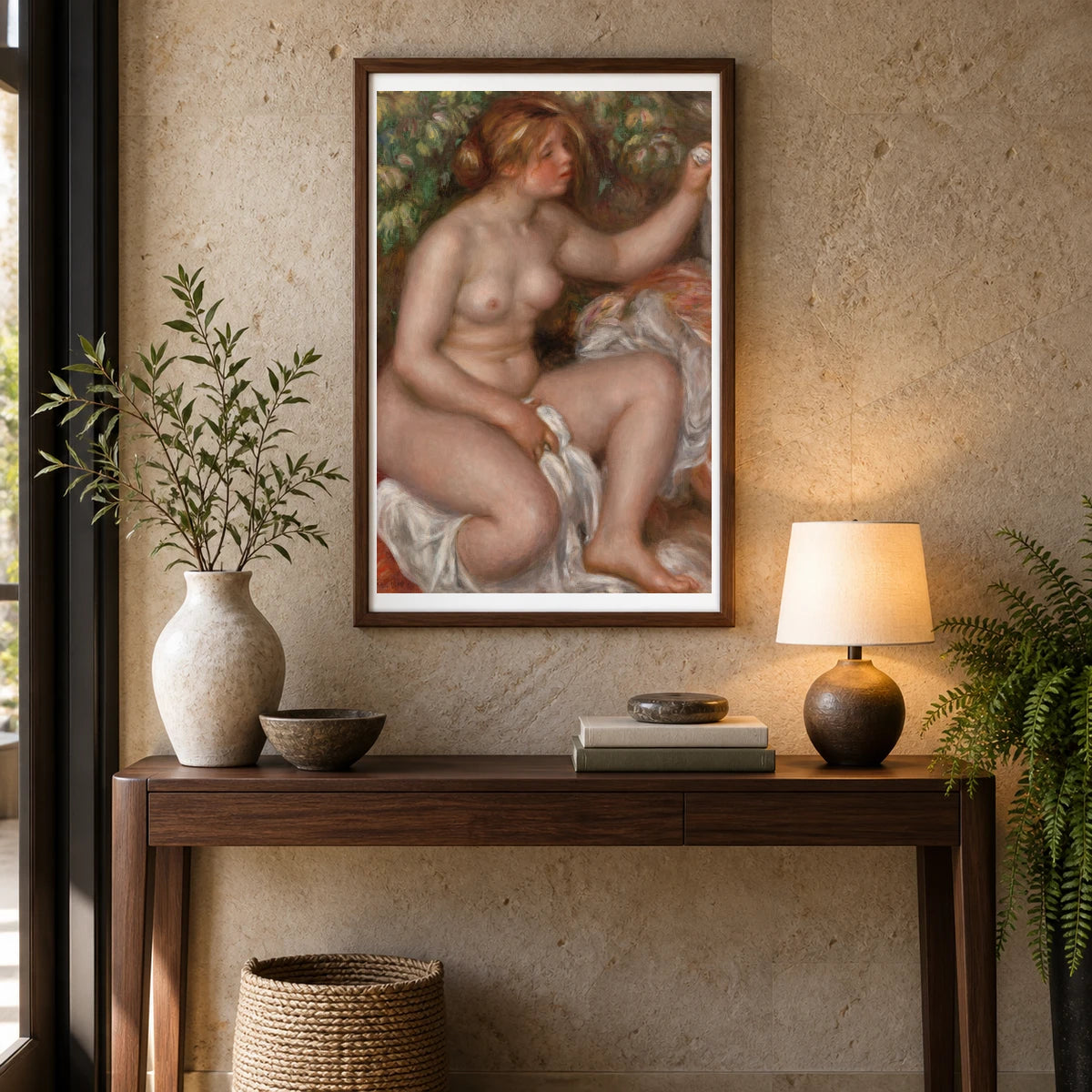 After The Bath (la Sortie Du Bain) (1910) — Pierre-Auguste Renoir shown in a styled interior