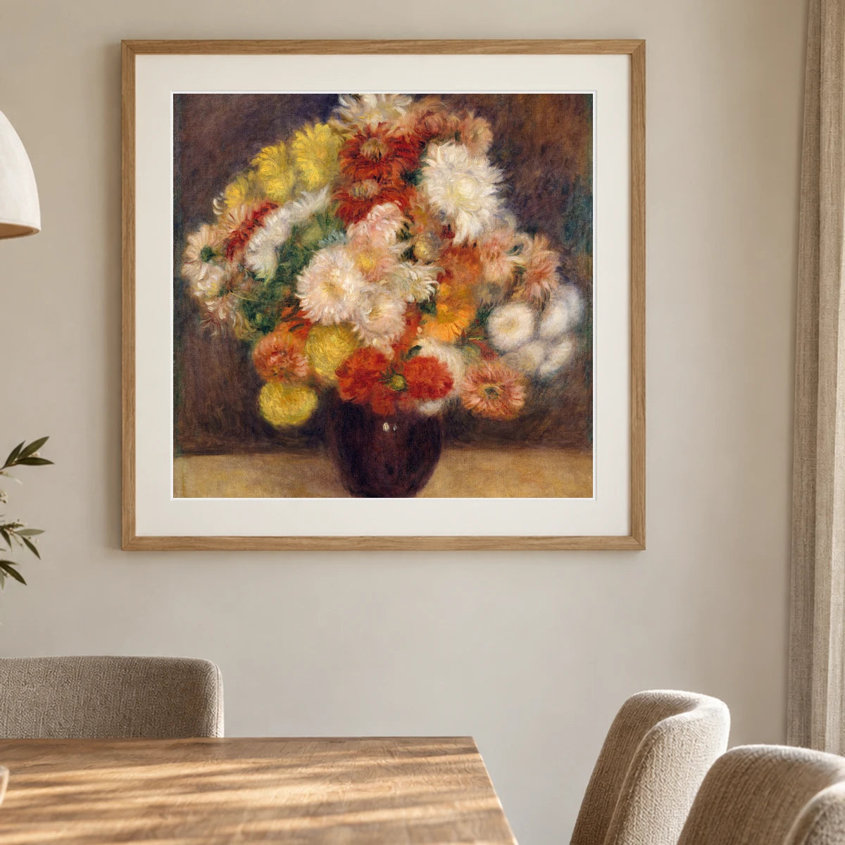 Bouquet Of Chrysanthemums — Pierre-Auguste Renoir shown in a styled interior