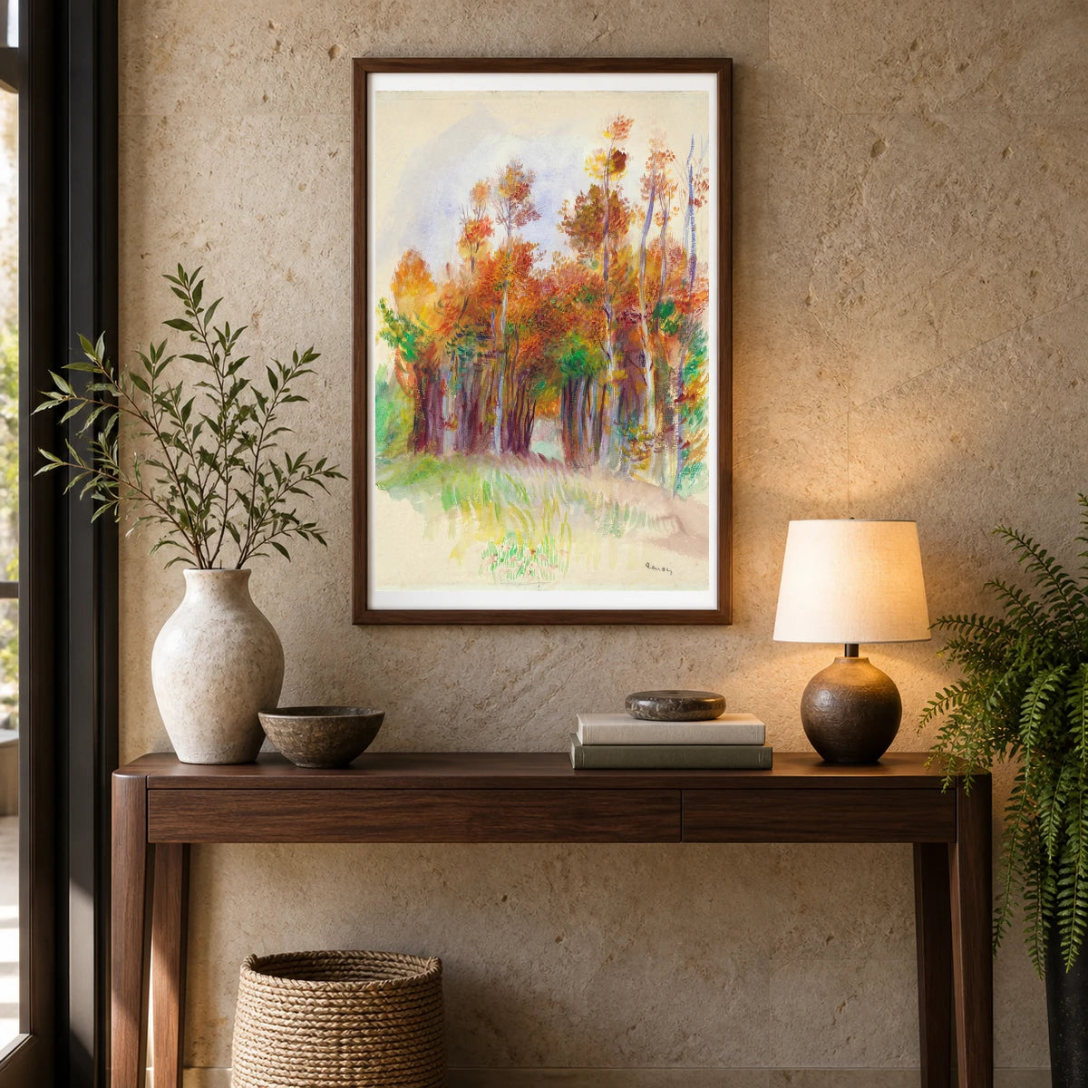 Grove Of Trees (1888–1890) — Pierre-Auguste Renoir shown in a styled interior