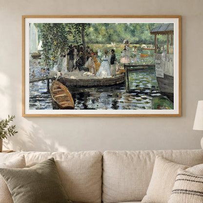 La Grenouillère — Pierre-Auguste Renoir shown in a styled interior
