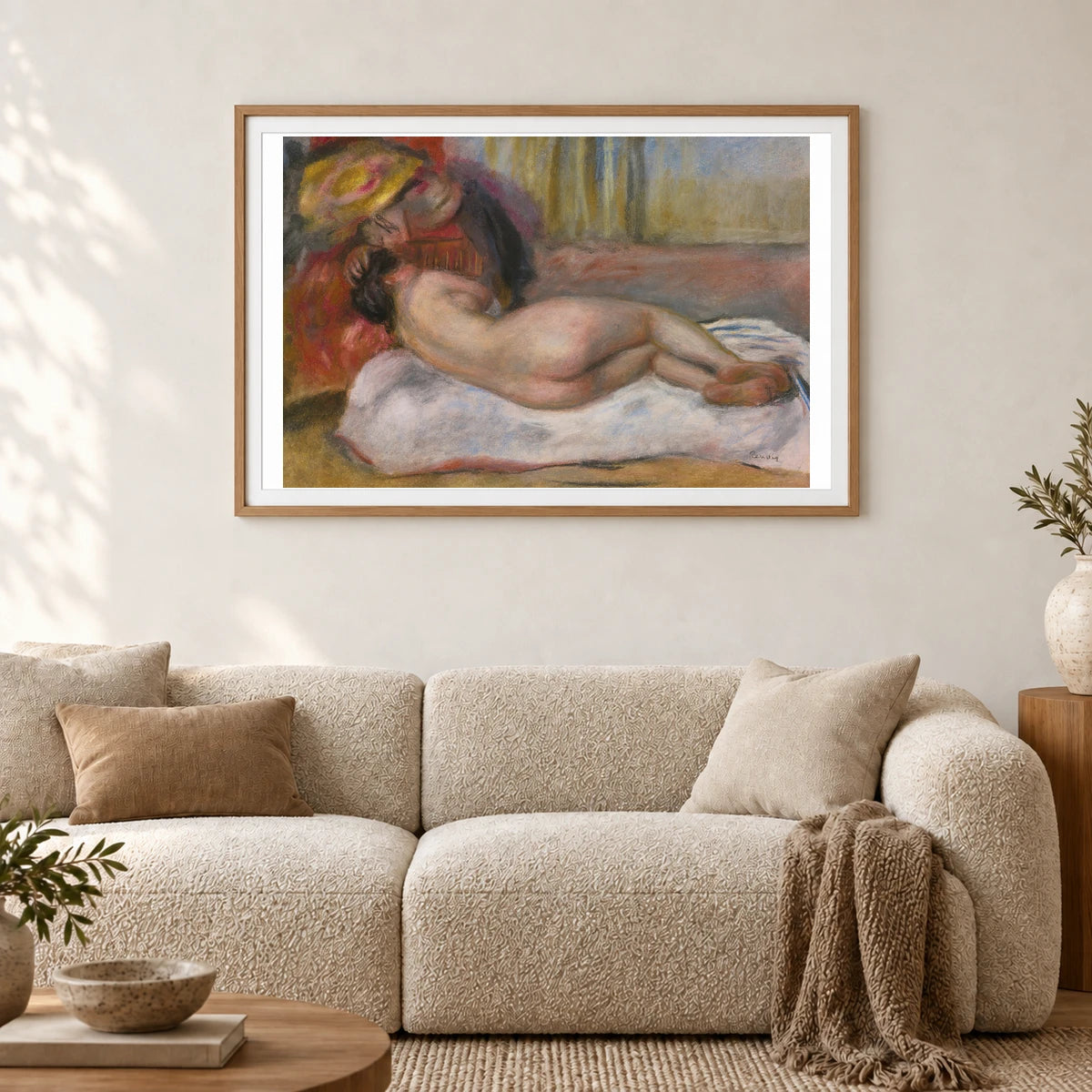 Le Repos (circa 1895) — Pierre-Auguste Renoir shown in a styled interior