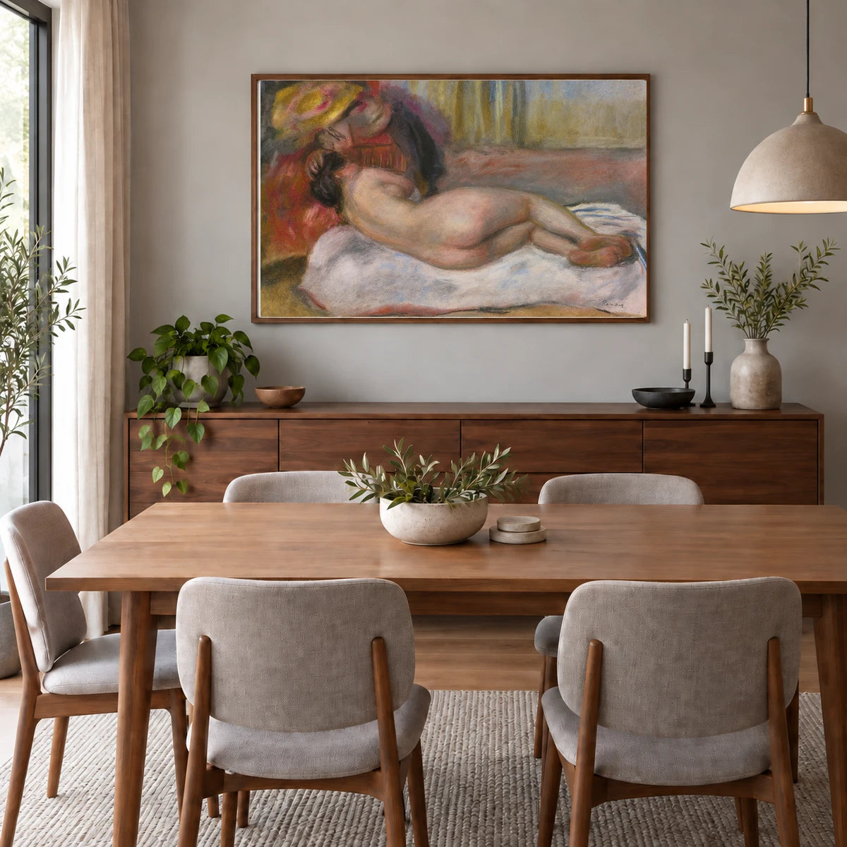 Le Repos (circa 1895) — Pierre-Auguste Renoir shown in a styled interior