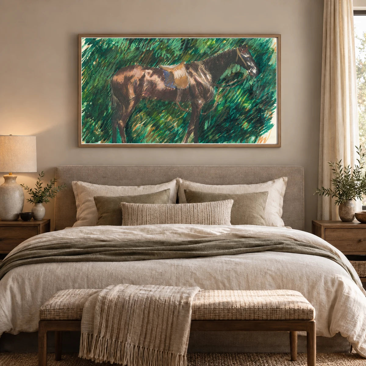 Un Cheval — Pierre-Auguste Renoir shown in a styled interior