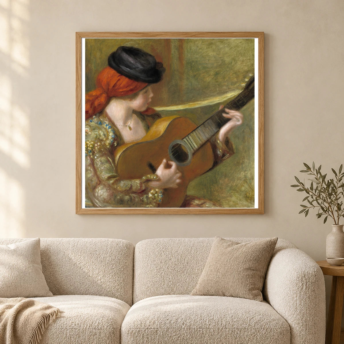 Young Spanish Woman With A Guitar — Pierre-Auguste Renoir shown in a styled interior