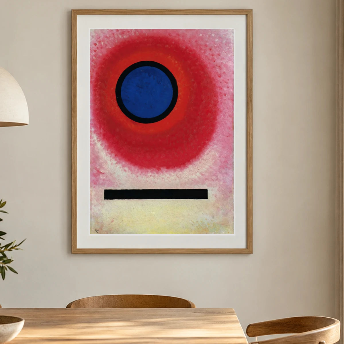 Wassily Kandinsky Blauer Kreis No. 2 (cercle Bleu Ii) (1925) — Wassily Kandinsky shown in a styled interior