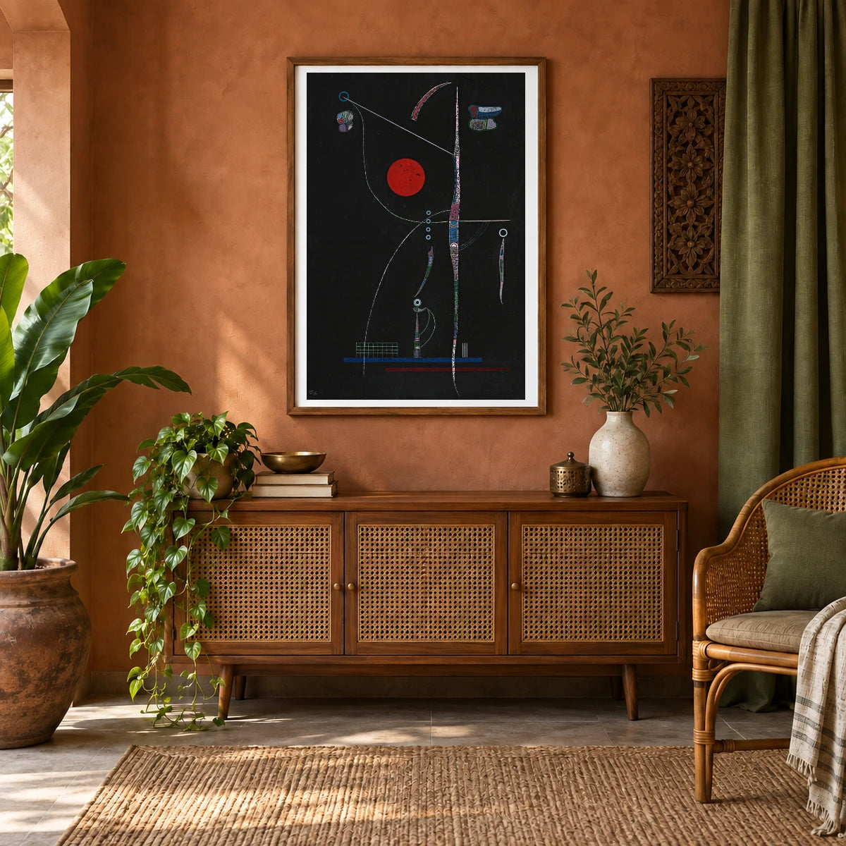 Wassily Kandinsky L’accent Rouge (1938) — Wassily Kandinsky shown in a styled interior