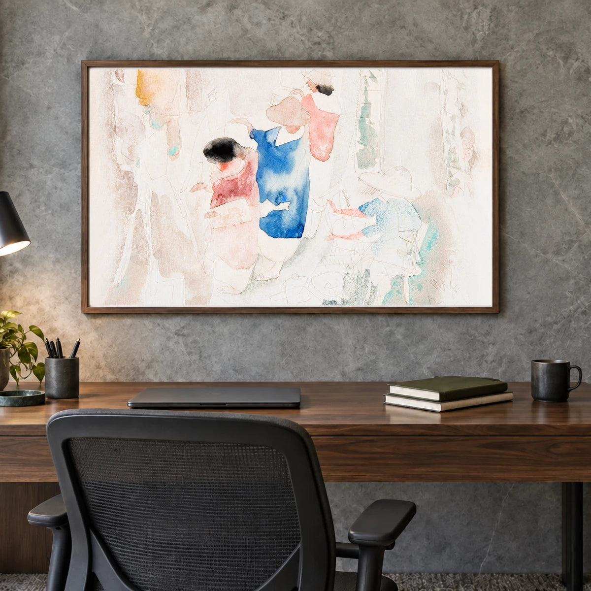 Artists Sketching (1916) Charles Demuth — Abstract shown in a styled interior