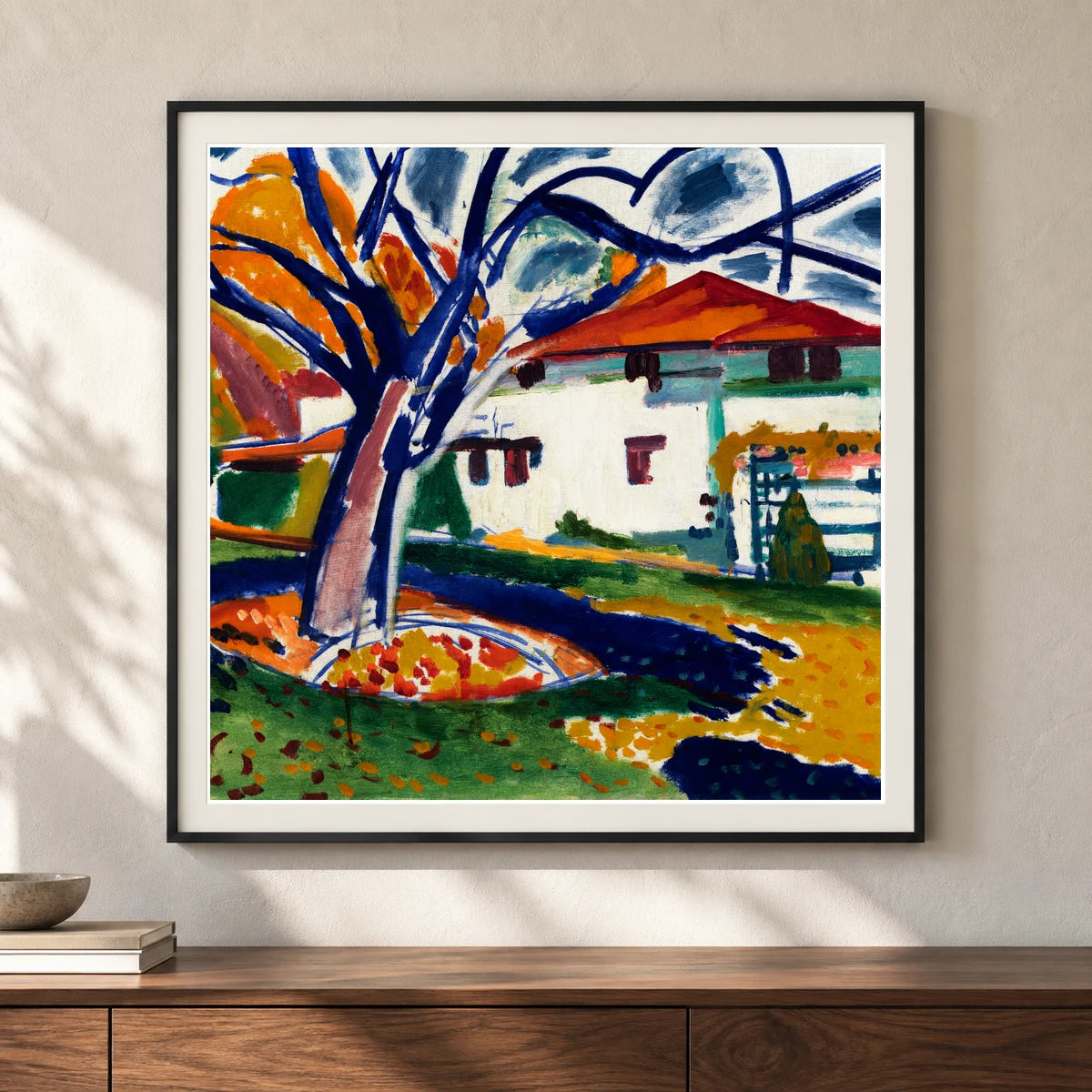 Blue Trees (1915–1916) Henry Lyman Sayen — Abstract shown in a styled interior