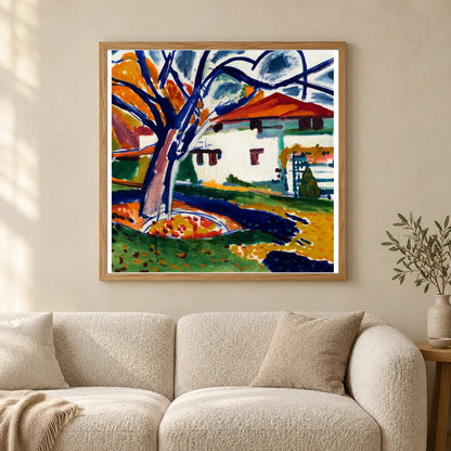 Blue Trees (1915–1916) Henry Lyman Sayen — Abstract shown in a styled interior