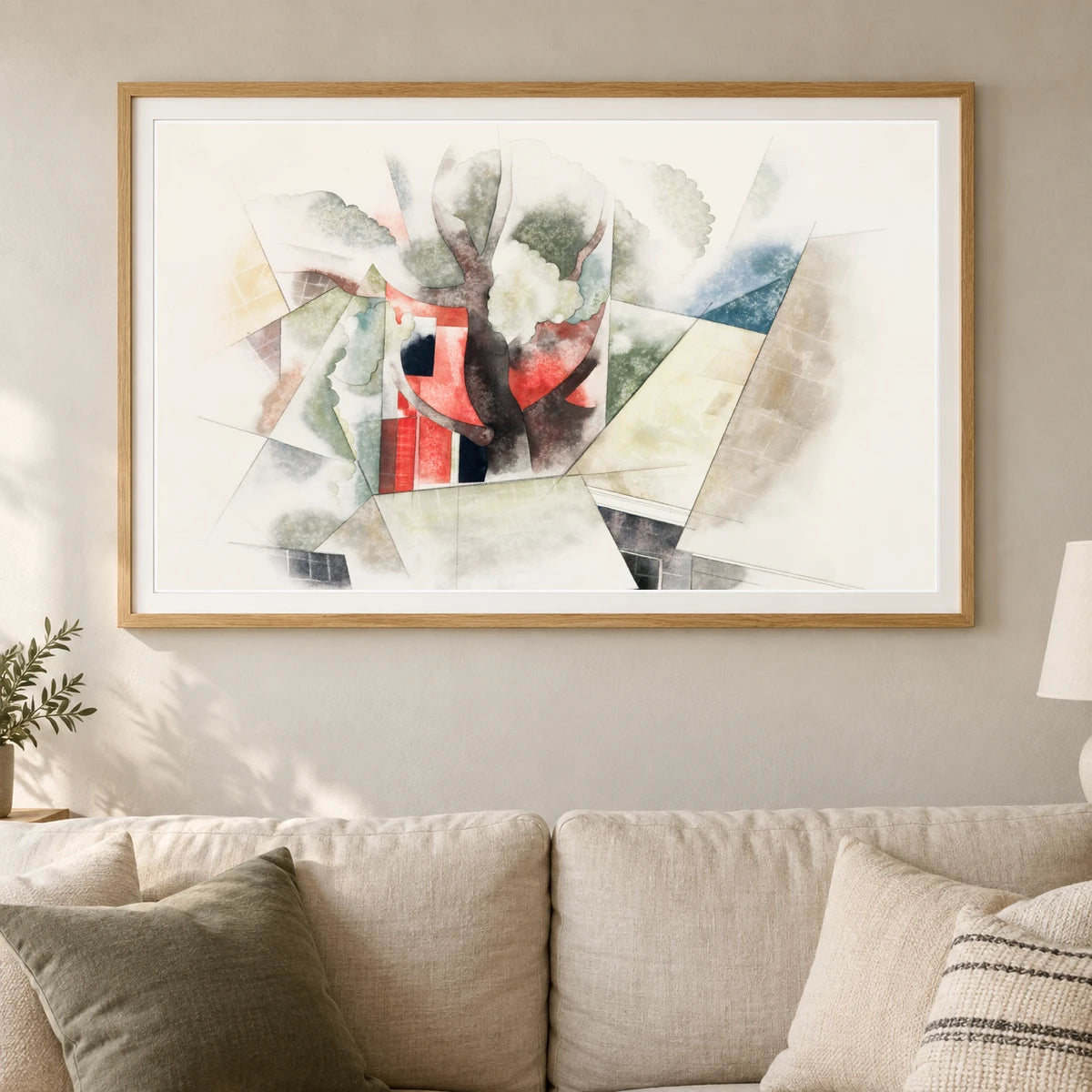Charles Demuth S Rooftops And Fantasy (1918) — Abstract shown in a styled interior