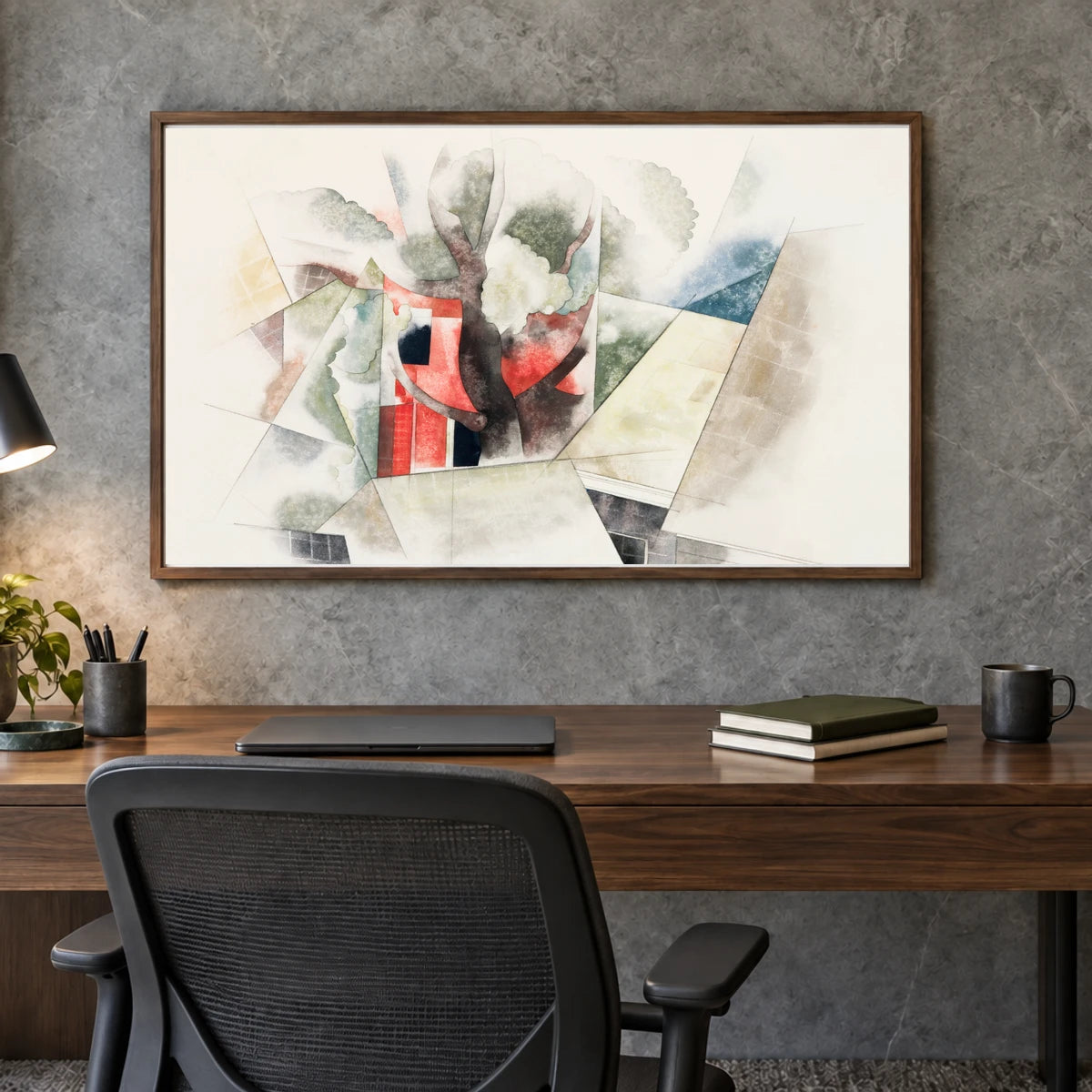 Charles Demuth S Rooftops And Fantasy (1918) — Abstract shown in a styled interior