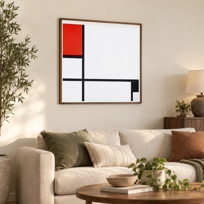 Composition No. I, With Red And Black (1929) Piet Mondrian — Abstract shown in a styled interior
