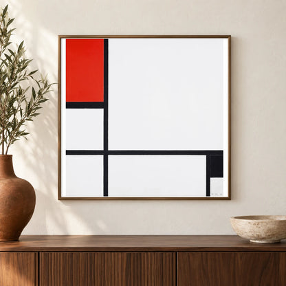 Composition No. I, With Red And Black (1929) Piet Mondrian — Abstract shown in a styled interior