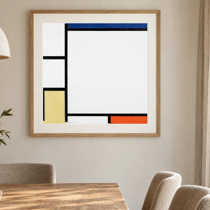 Composition With Blue, Red, Yellow, And Black (1922) Piet Mondrian — Abstract shown in a styled interior