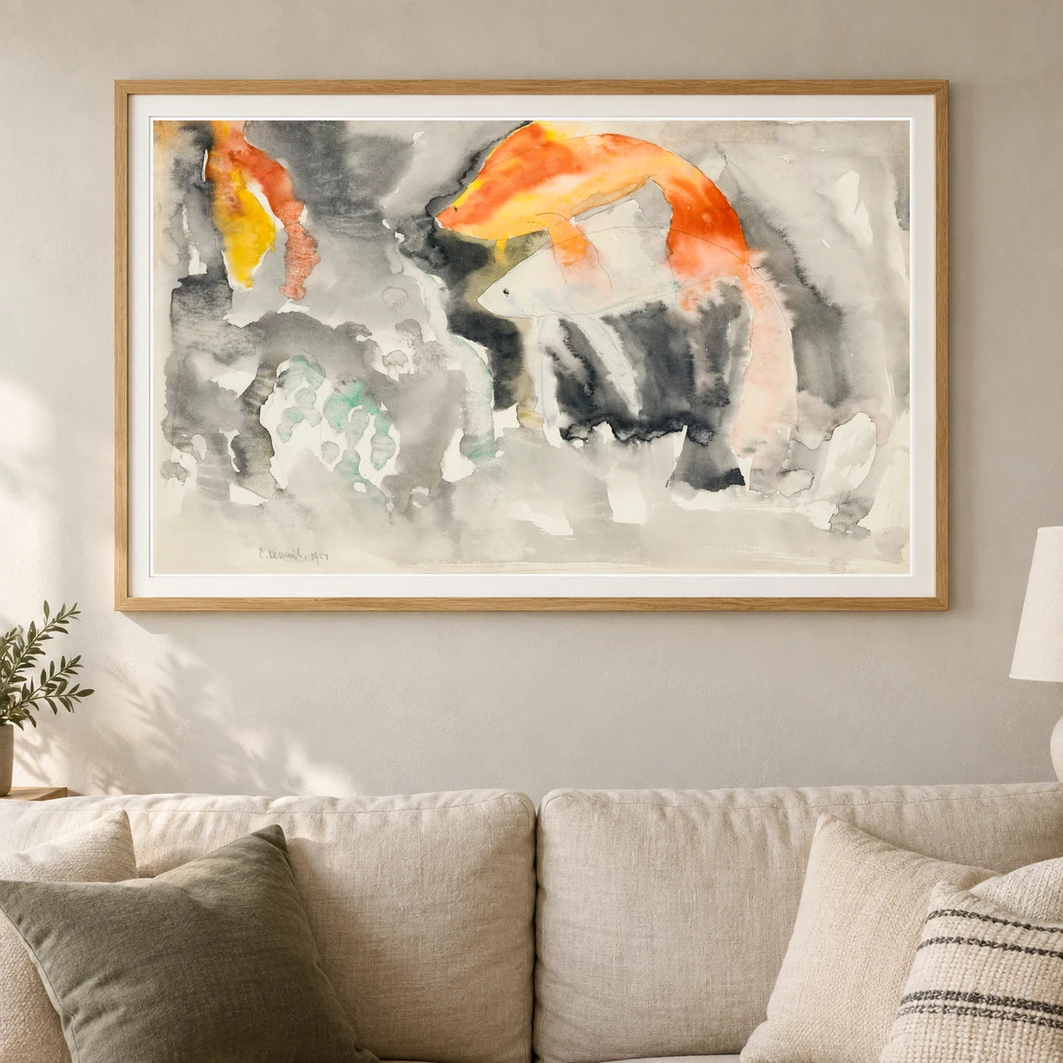 Fish Series, No. 5 (1917) Charles Demuth — Abstract shown in a styled interior