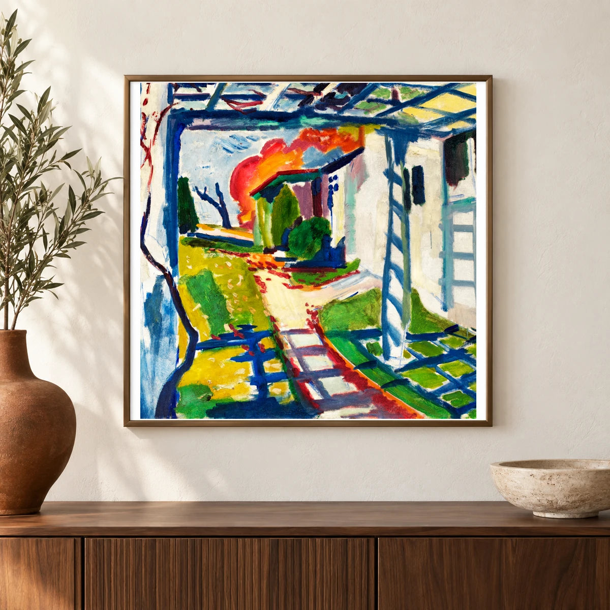 Grape Arbor (ca.1915) Henry Lyman Sayen — Abstract shown in a styled interior