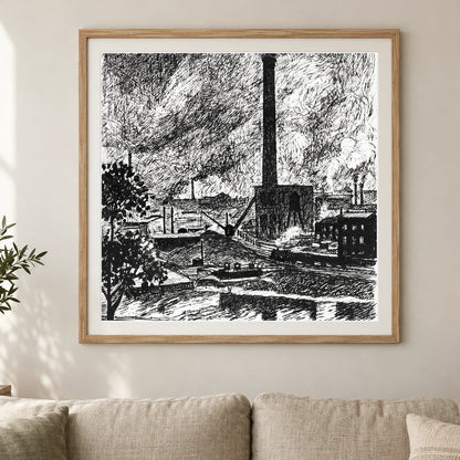 Industrial Scene Henry Lyman Sayen — Abstract shown in a styled interior