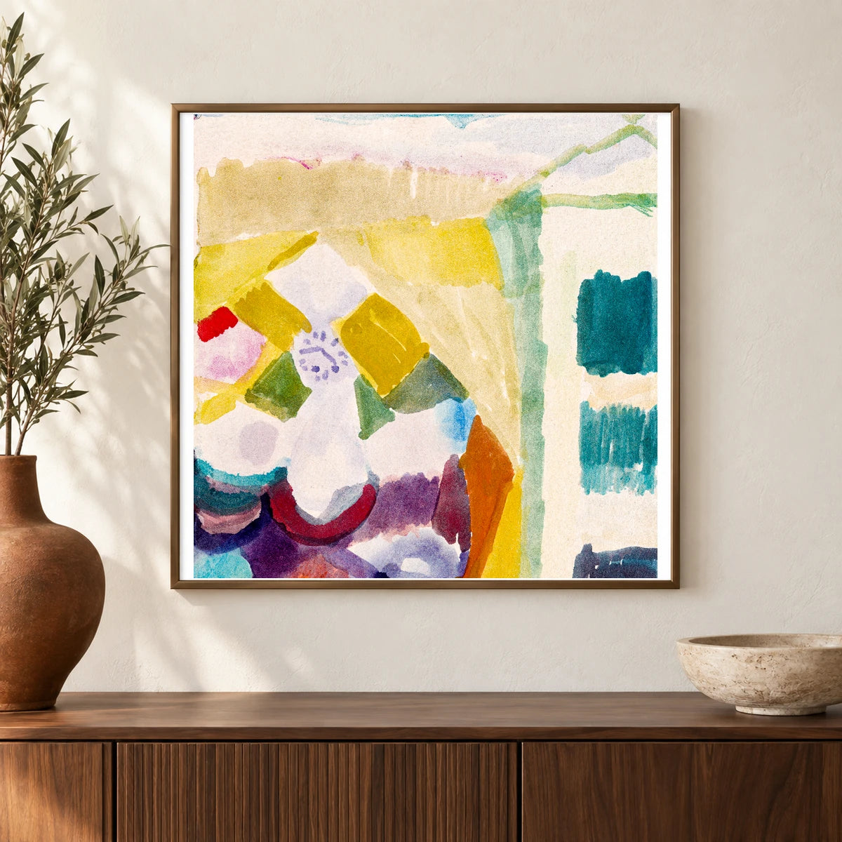 Interieur Mit Der Uhr (interior With The Clock) (1913) By Paul Klee — Abstract shown in a styled interior