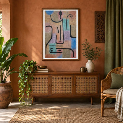 Klee Erzengel — Abstract shown in a styled interior