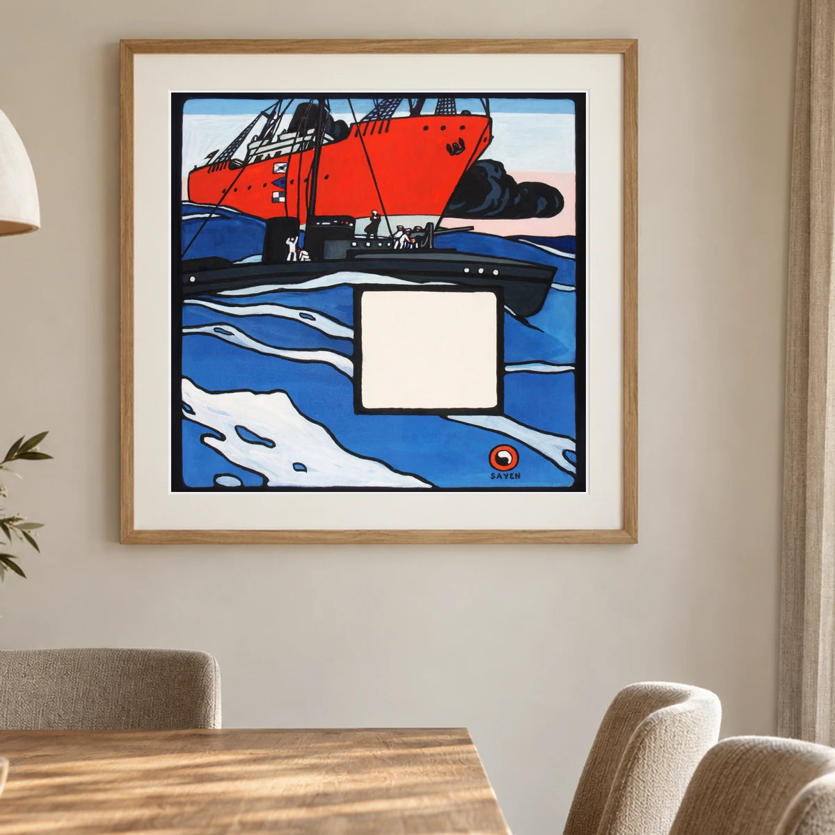 Naval Action Henry Lyman Sayen — Abstract shown in a styled interior
