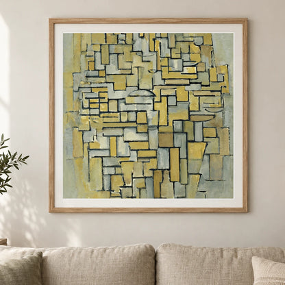 Piet Mondrian S Composition In Brown And Gray (1913) — Abstract shown in a styled interior