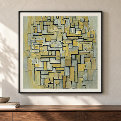 Piet Mondrian S Composition In Brown And Gray (1913) — Abstract shown in a styled interior