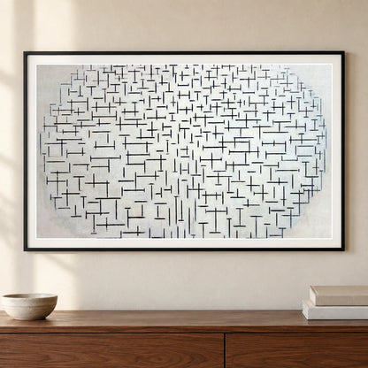 Piet Mondrian S Composition No. 10 Pier And Ocean (1915) — Abstract shown in a styled interior