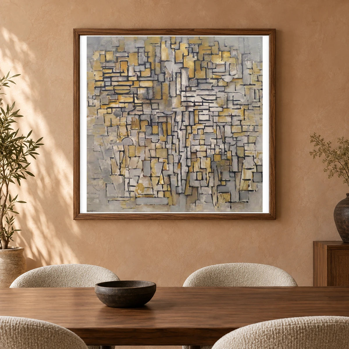 Piet Mondrian S Tableau No. 2, Composition No. Vii (1913) — Abstract shown in a styled interior