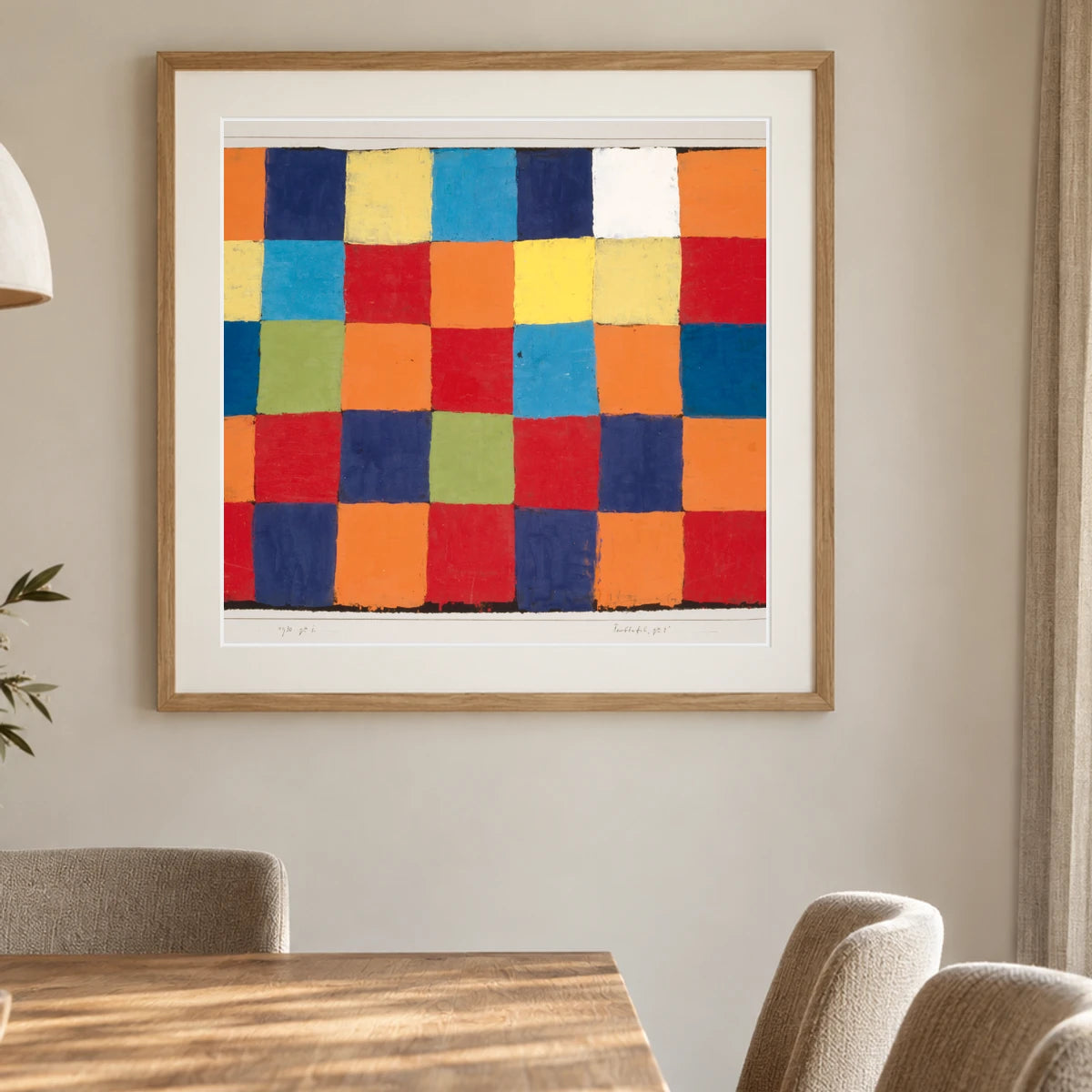 Qu 1 Color Chart (1930) Paul Klee — Abstract shown in a styled interior