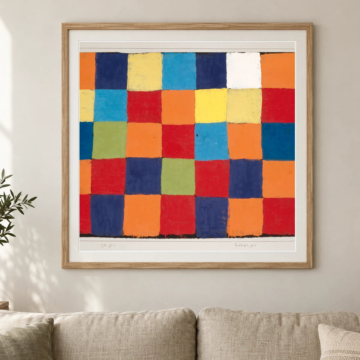 Qu 1 Color Chart (1930) Paul Klee — Abstract shown in a styled interior
