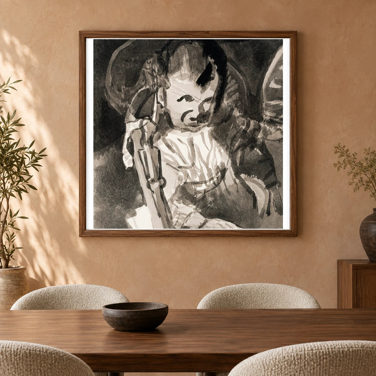 Sketch Of Felix Klee (1908) By Paul Klee — Abstract shown in a styled interior