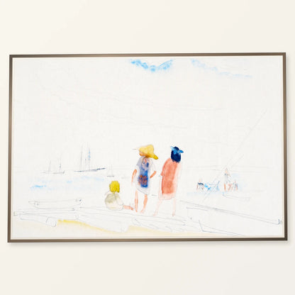 Two Women And Child On Beach (1916) Charles Demuth — Abstract abstract print by SaamCrafts