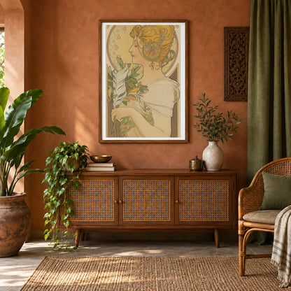 La Plume — Alphonse Mucha shown in a styled interior