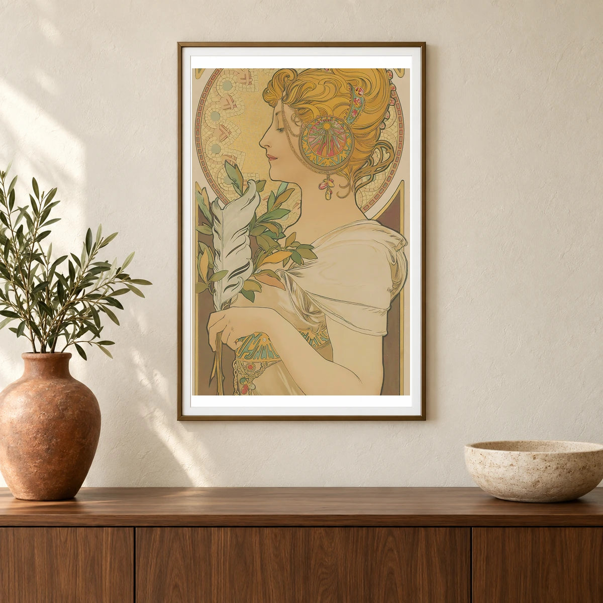 La Plume — Alphonse Mucha shown in a styled interior