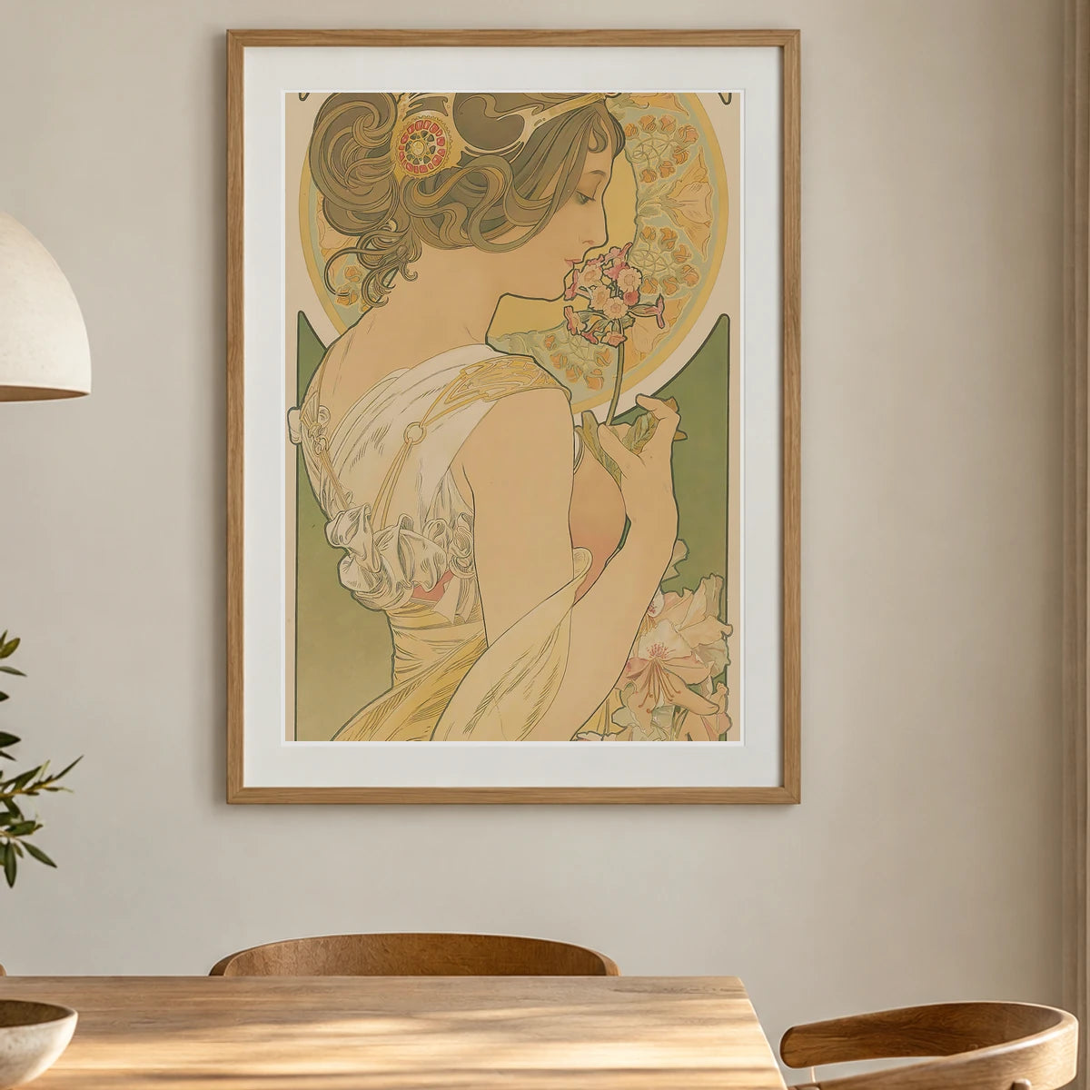 La Primevere — Alphonse Mucha shown in a styled interior