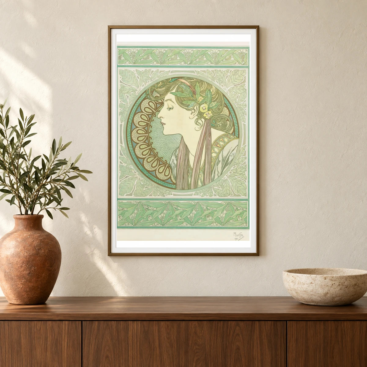 Laurel (1901) — Alphonse Mucha shown in a styled interior