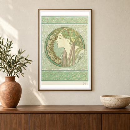 Laurel (1901) — Alphonse Mucha shown in a styled interior