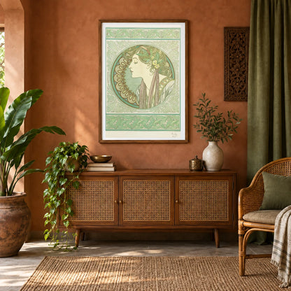 Laurel (1901) — Alphonse Mucha shown in a styled interior
