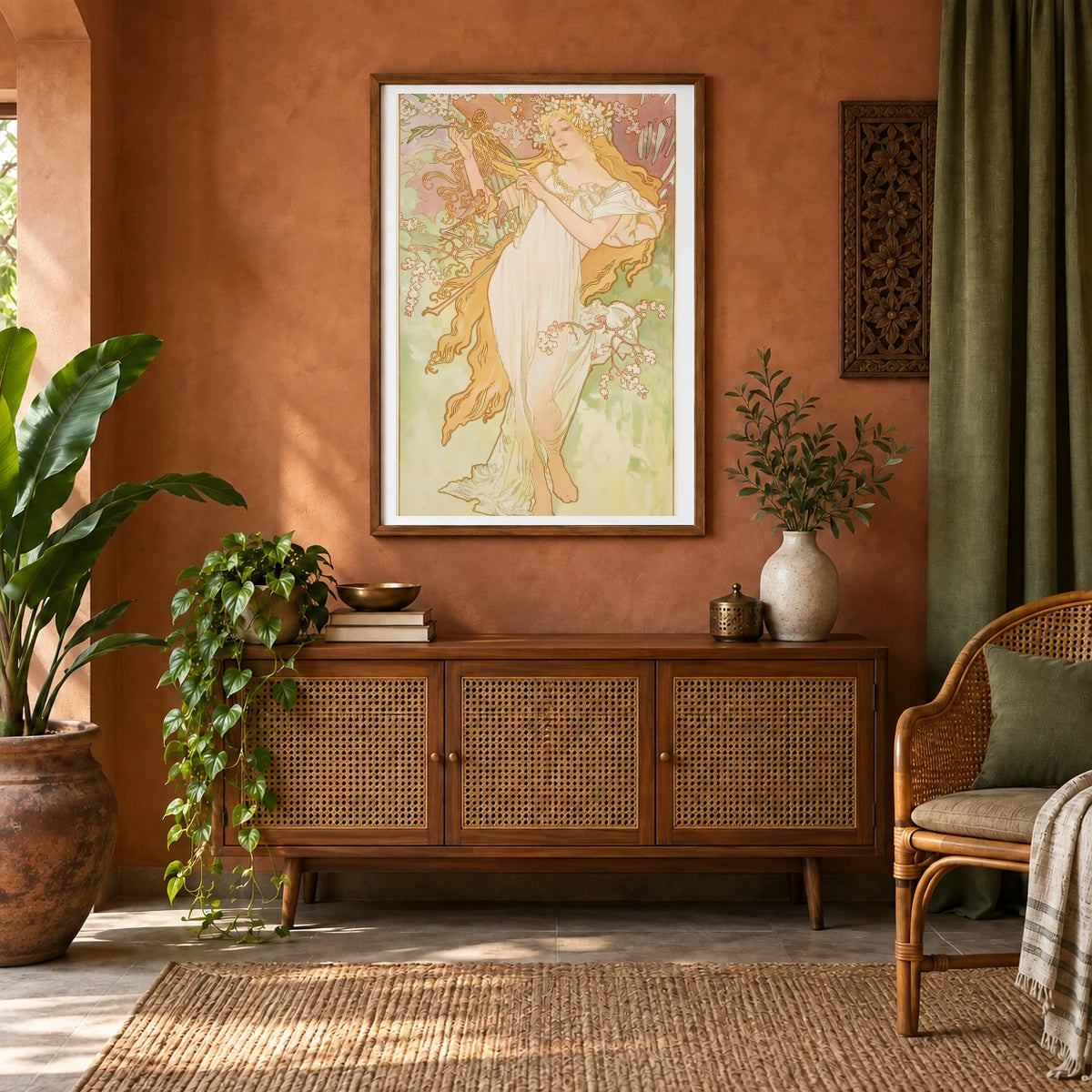 Les Saisons II — Alphonse Mucha shown in a styled interior