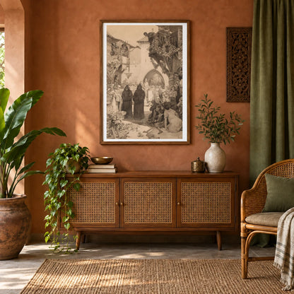 L’empereur Lothaire Et Le Pape Innocent — Alphonse Mucha shown in a styled interior