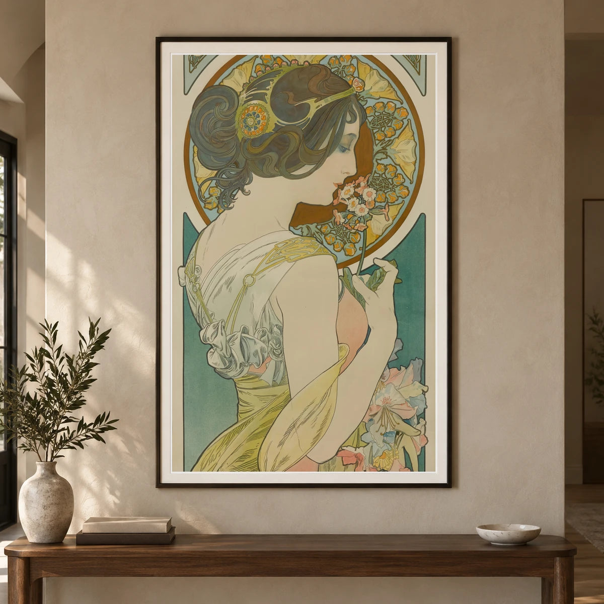 Primrose — Alphonse Mucha shown in a styled interior
