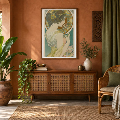 Primrose — Alphonse Mucha shown in a styled interior