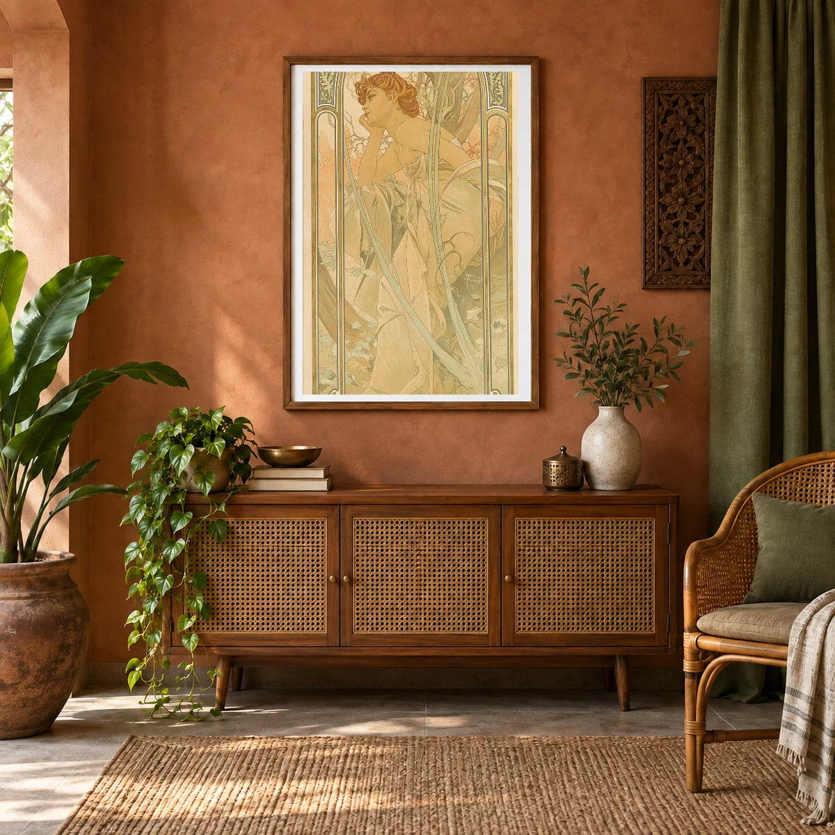 Reverie Du Soir — Alphonse Mucha shown in a styled interior