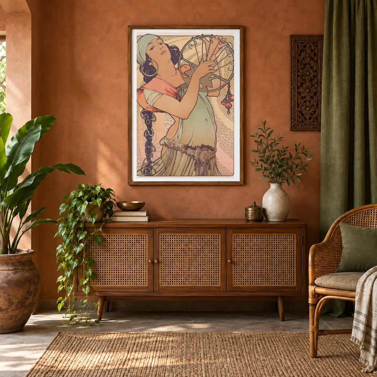 Salomé (ca. 1897) — Alphonse Mucha shown in a styled interior