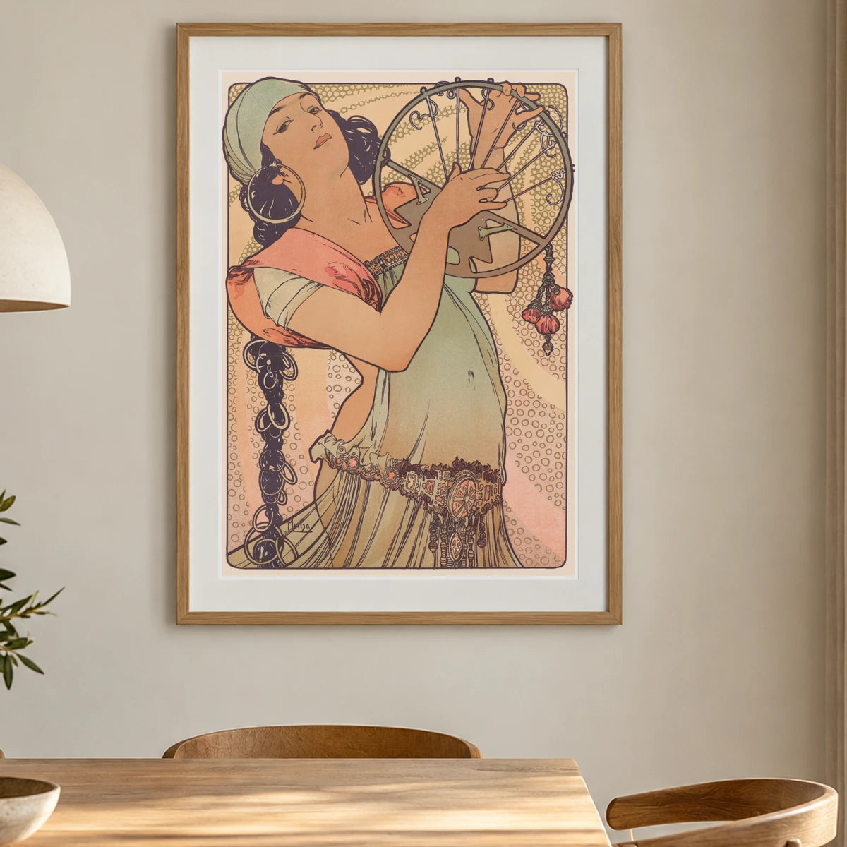 Salomé (ca. 1897) — Alphonse Mucha shown in a styled interior