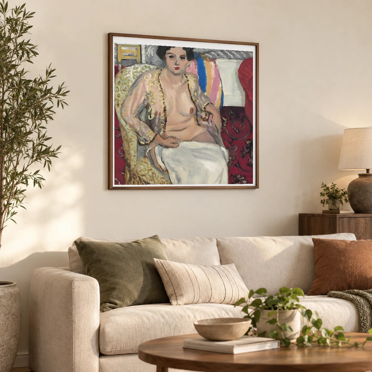 Henri Matisse Femme Au Fauteuil–femme En Négligé (1920) — Henri Matisse shown in a styled interior