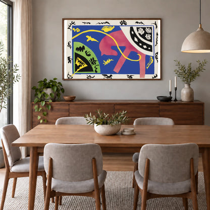Henri Matisse Le Cheval, L’ecuyére Et Le Clown, From Jazz (1947) — Henri Matisse shown in a styled interior