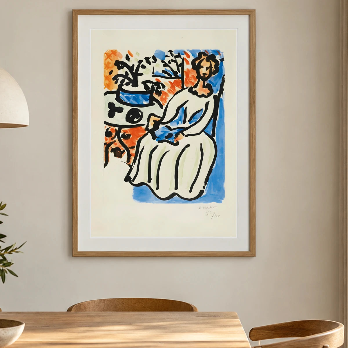 Henri Matisse Marie José En Robe Jaune (1950) — Henri Matisse shown in a styled interior