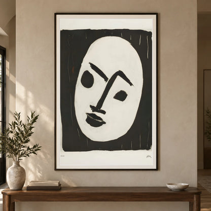 Henri Matisse Masque Blanc Sur Fond Noir (1949 50) — Henri Matisse shown in a styled interior