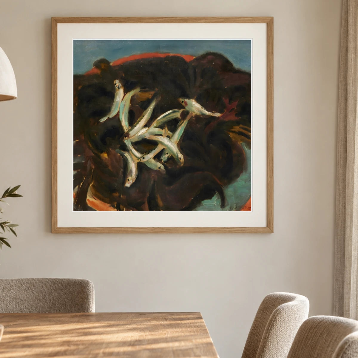 Henri Matisse Éperlans (1920) — Henri Matisse shown in a styled interior